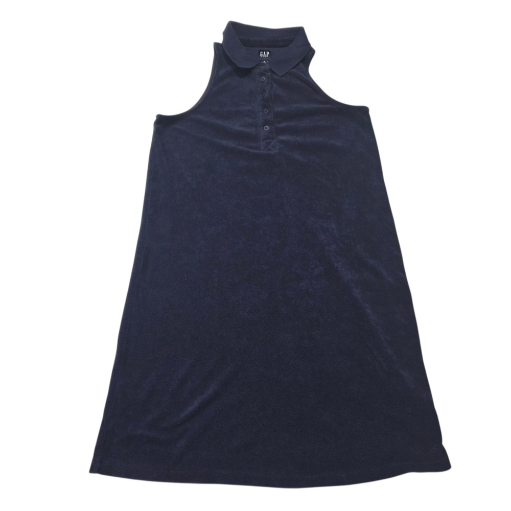 Gap Polo Dress Women S Tall Navy Blue Terry Cloth Sleeveless Mini Shift Swim